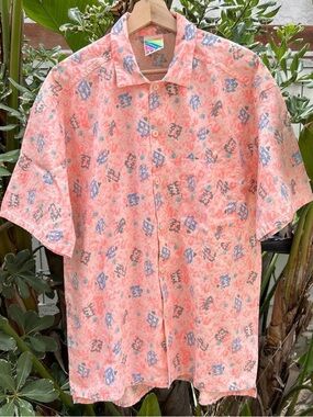 Vintage 90s Gear Abstract Button Up Shirt USA Made L 22x30.5